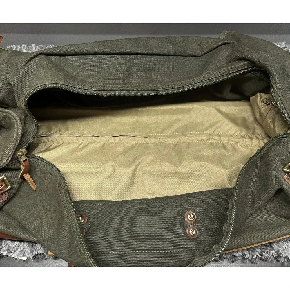 Orvis Bag Luggage Duffle Green Battenkill Canvas Vintage Rolling Distressed